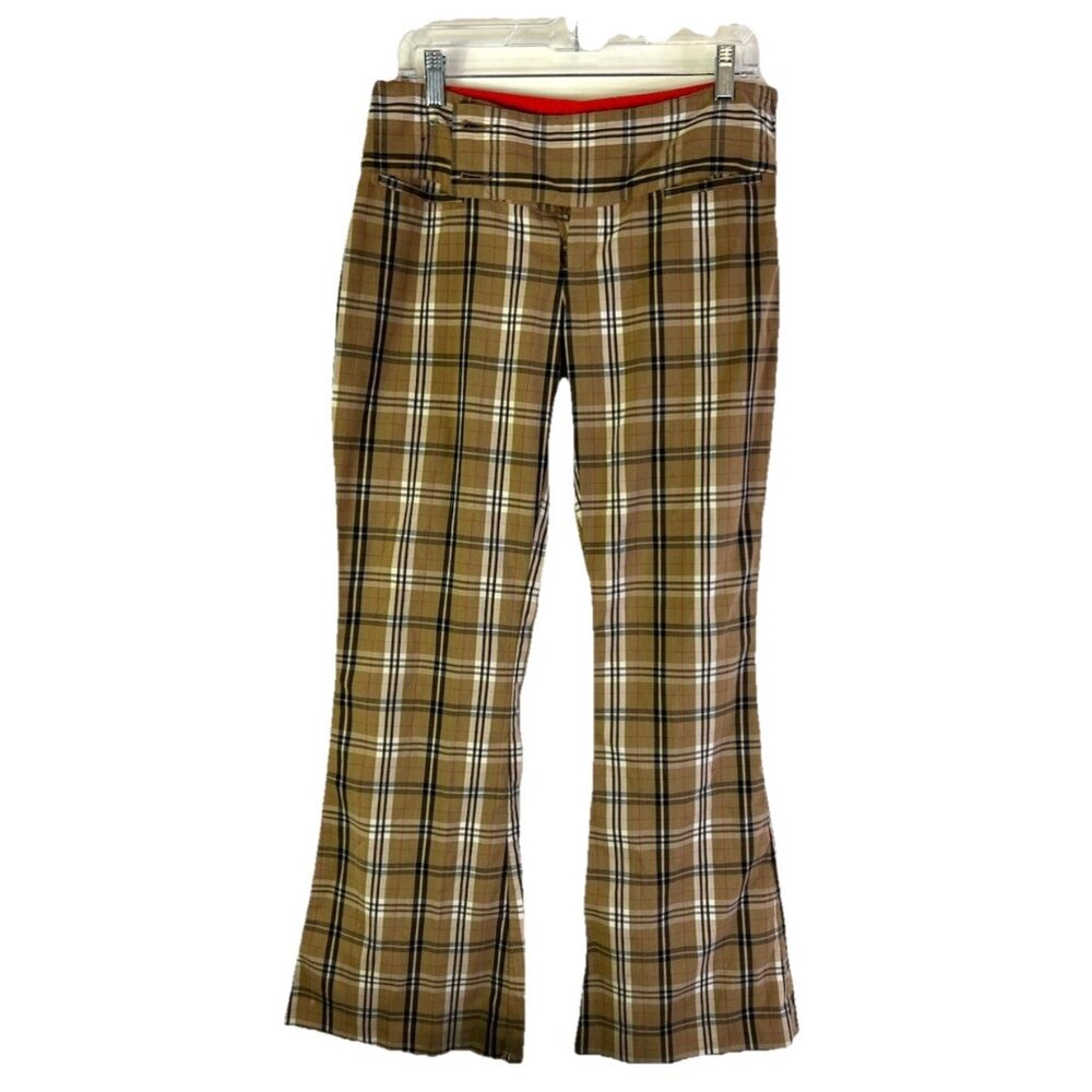 Vintage Y2K Streetwear Wet Seal Pants Luxury Plaid Low Rise Flare